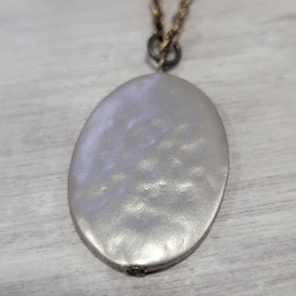 Northern Reflections Long Layered Necklace Oval Hammered Pendants Mixed Metal - Picture 7 of 15